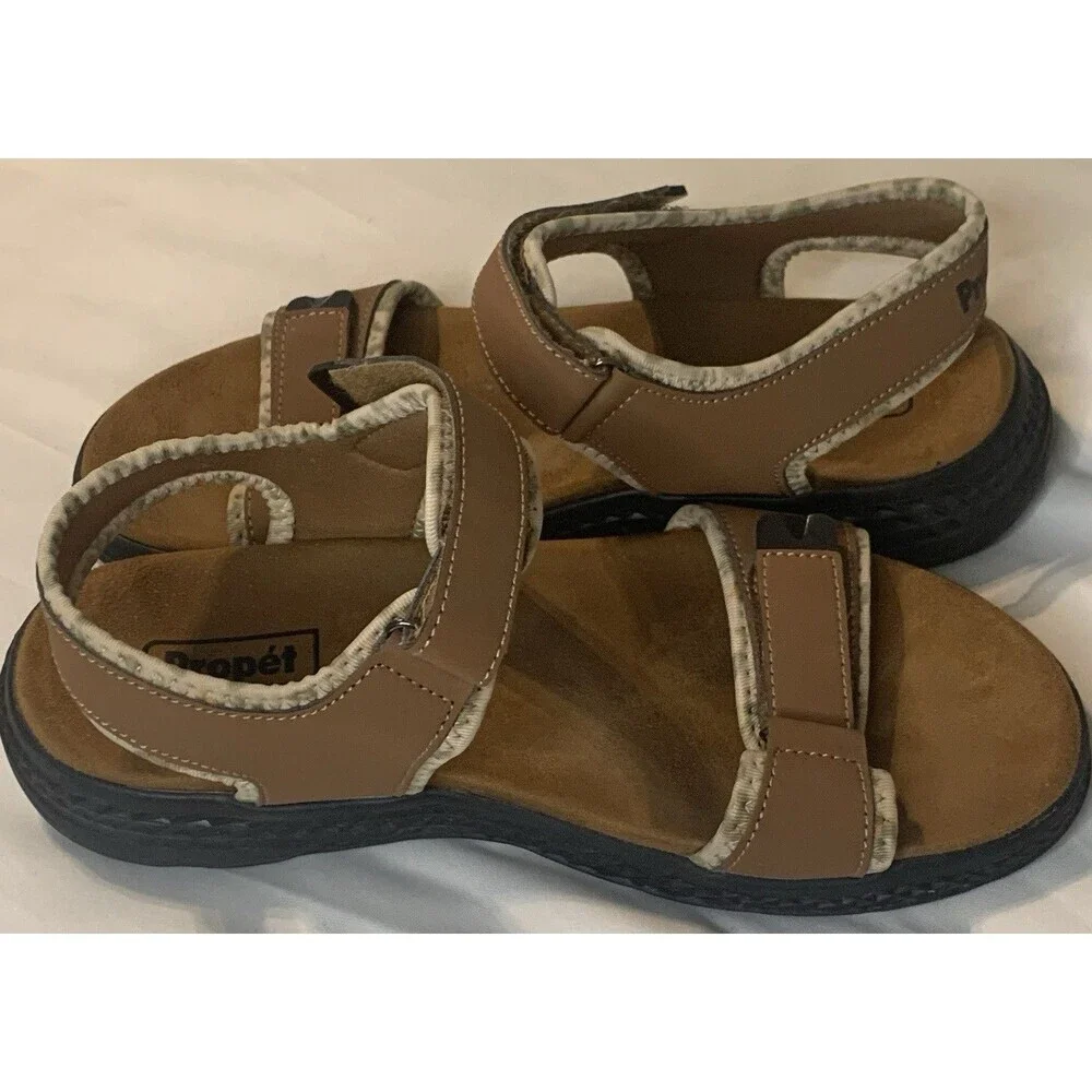 Propet Travelactiv Aspire Footbed Womens Brown Casual Sandals WST053P Size 8
